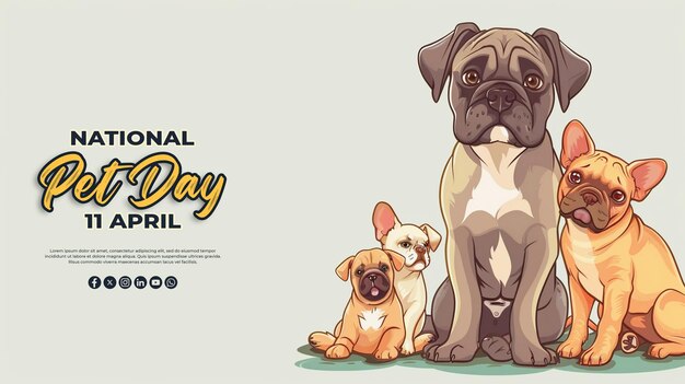 National Pet Day special greeting card with a psd background