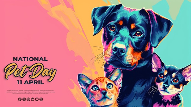 National Pet Day special greeting card with a psd background