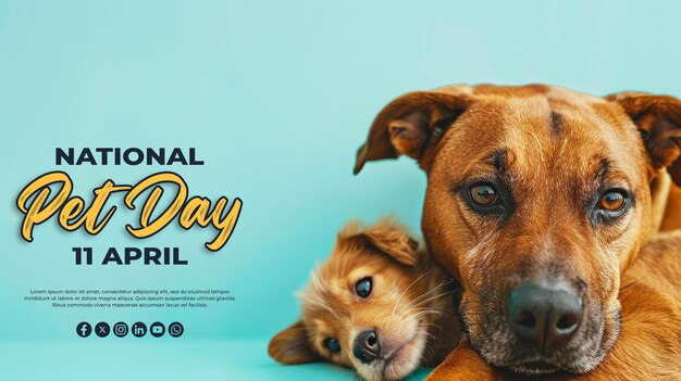 National Pet Day special greeting card with a psd background