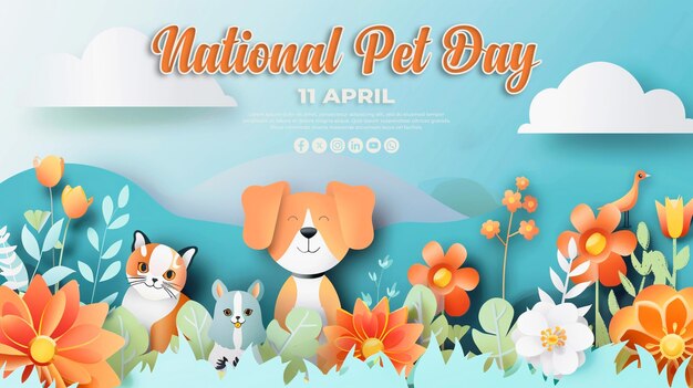 National Pet Day special greeting card with a psd background