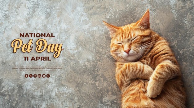 National Pet Day special greeting card with a psd background