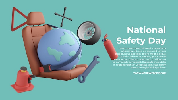 National Safety Day 3d Illustration