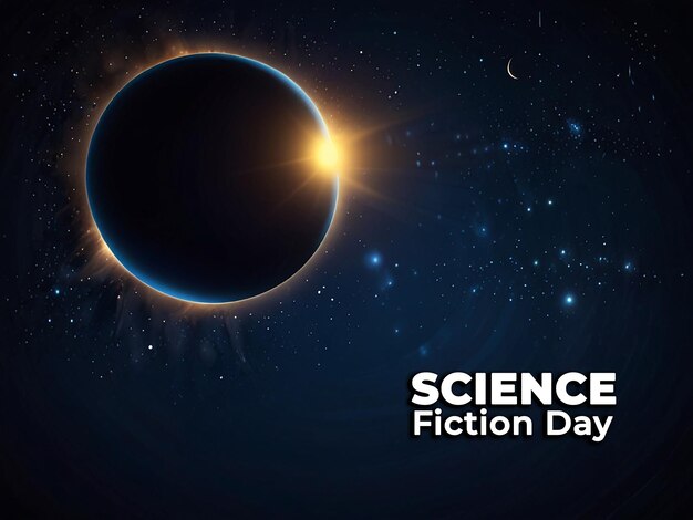 PSD national science fiction day background with editable file