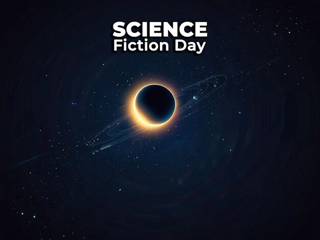 PSD national science fiction day background with editable file