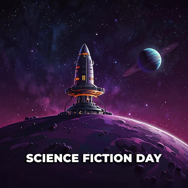 PSD national science fiction day background with editable file