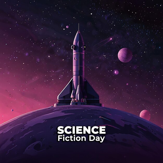 PSD national science fiction day background with editable file