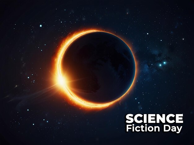 PSD national science fiction day background with editable file