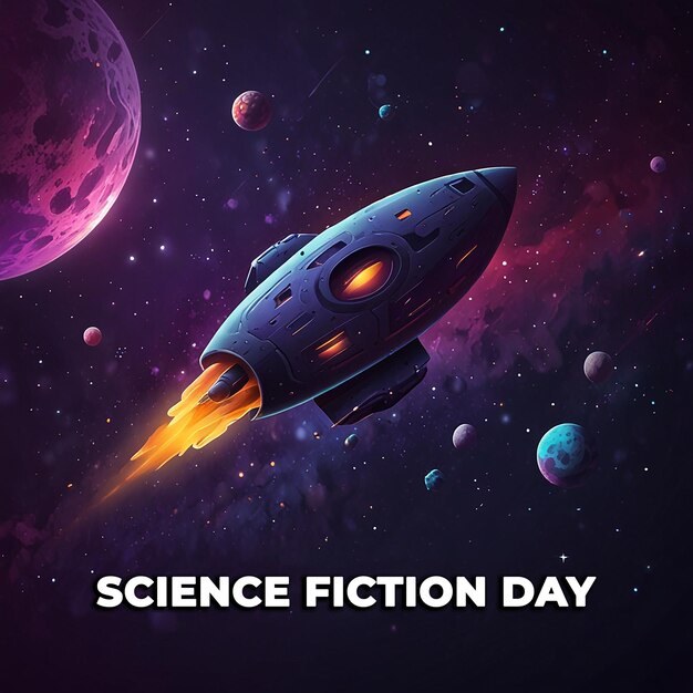 PSD national science fiction day background with editable file