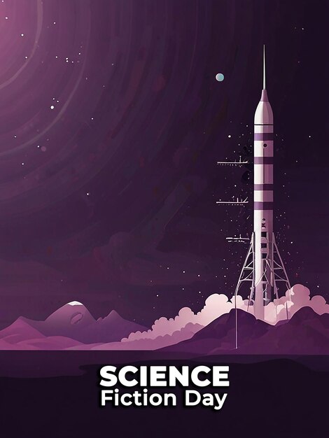 National science fiction day background with editable file