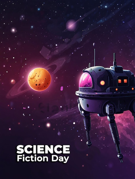 PSD national science fiction day background with editable file