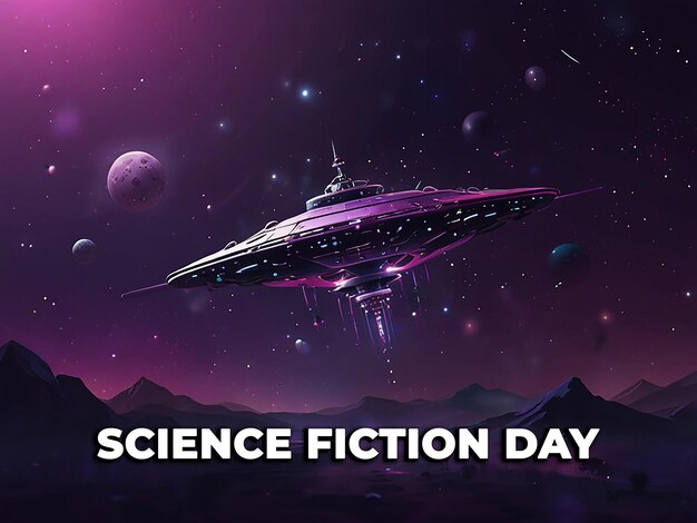 PSD national science fiction day background with editable file