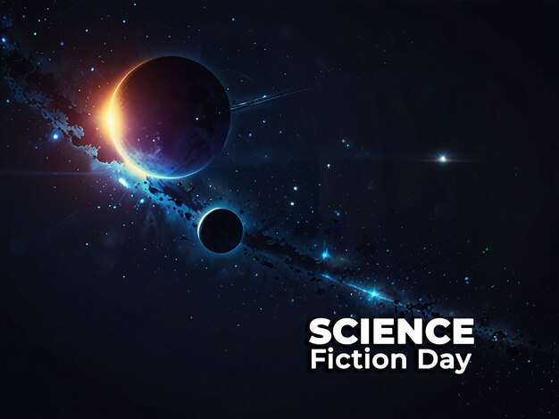 PSD national science fiction day background with editable file