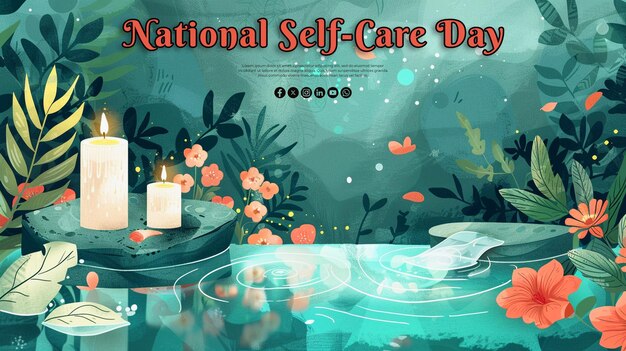 National SelfCare Day special greeting card with a psd background