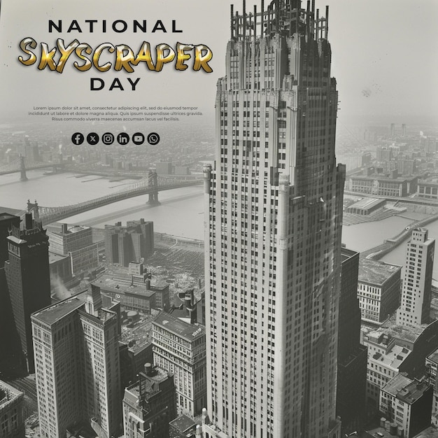 National Skyscraper Day special background with psd file