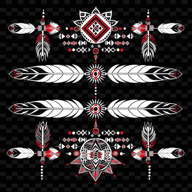 Native American With Geometric Patterns Borderline Design De PNG Unique Stylized Motifs Designs