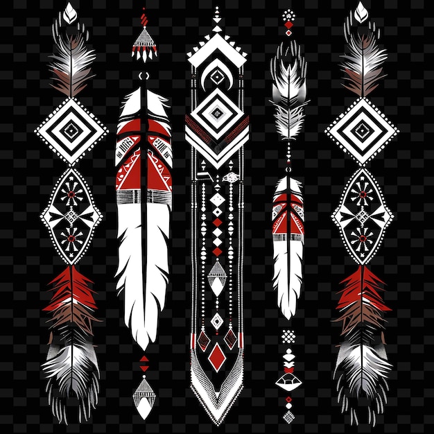 Native American With Geometric Patterns Borderline Design De PNG Unique Stylized Motifs Designs