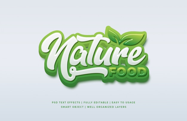 Natural food 3d text style