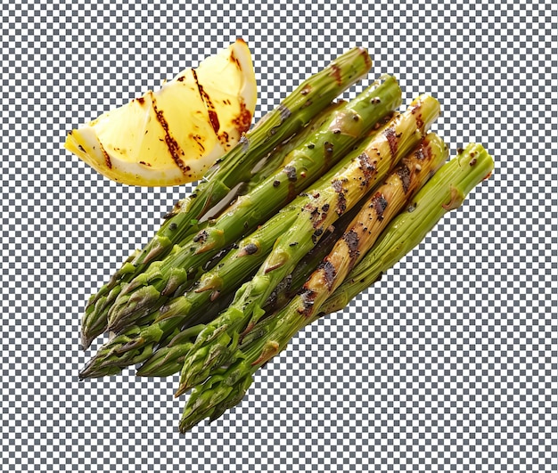 Natural and Fresh asparagus with lemon and parmesan isolated on transparent background