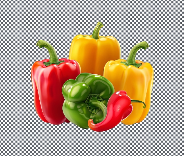 PSD natural and fresh bell peppers isolated on transparent background