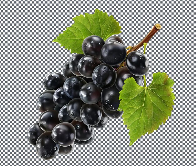 PSD natural and fresh black grapes isolated on transparent background