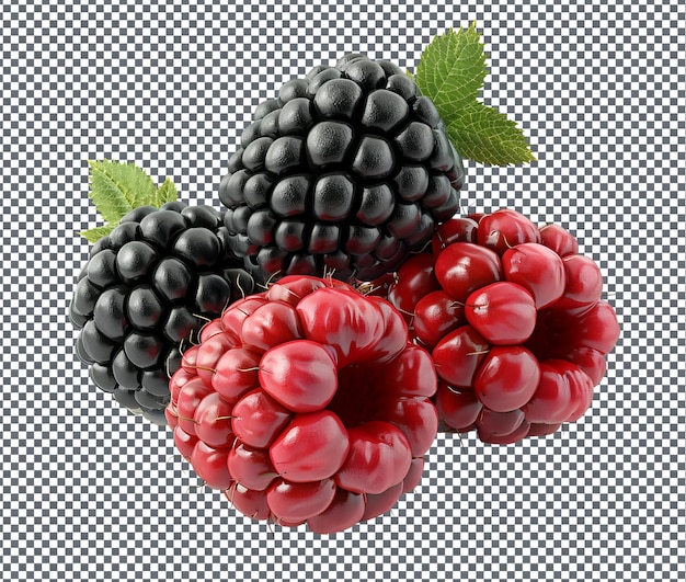 Natural and Fresh Blackberry Raspberry Hybrid isolated on transparent background