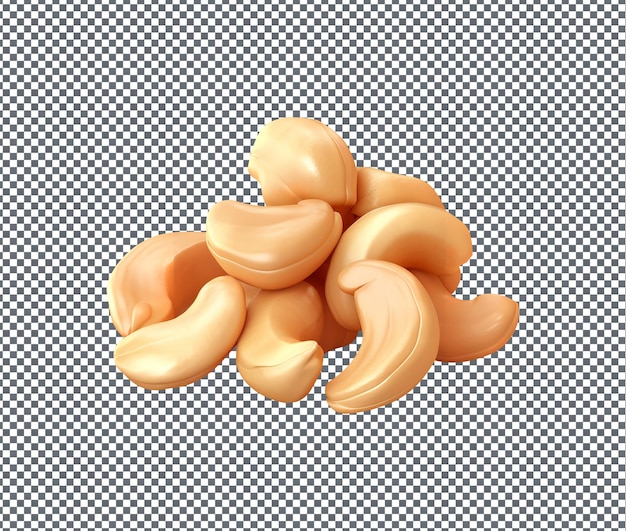 PSD natural and fresh cashews isolated on transparent background