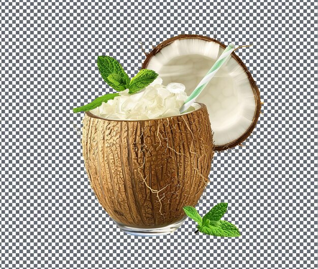 PSD natural and fresh coconut mint cooler isolated on transparent background