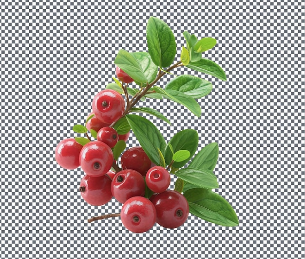 PSD natural and fresh lingonberry isolated on transparent background