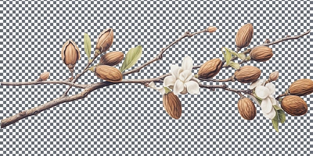 Natural and Fresh Pecans isolated on transparent background