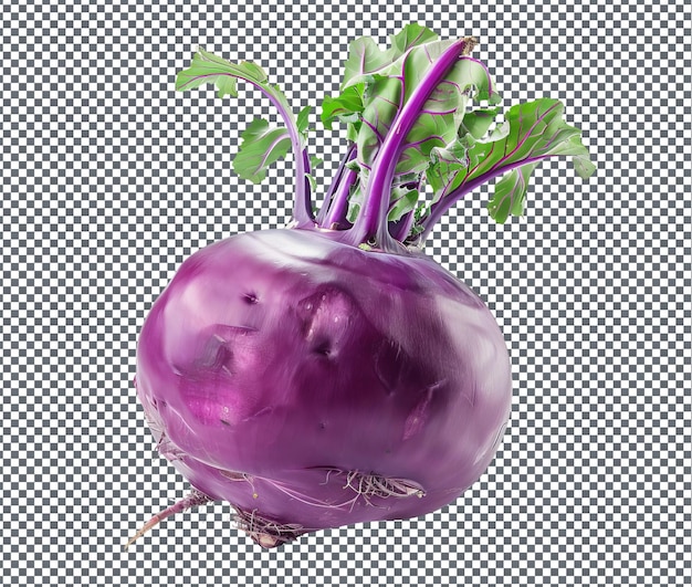 Natural and Fresh Purple kohlrabi isolated on transparent background