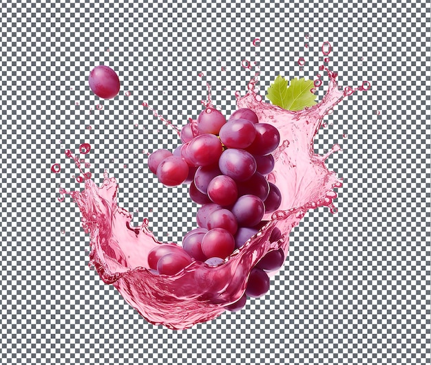 Natural and fresh Ultra grapes juice isolated on transparent background