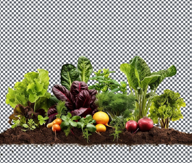 PSD natural and fresh vegetable planting isolated on transparent background