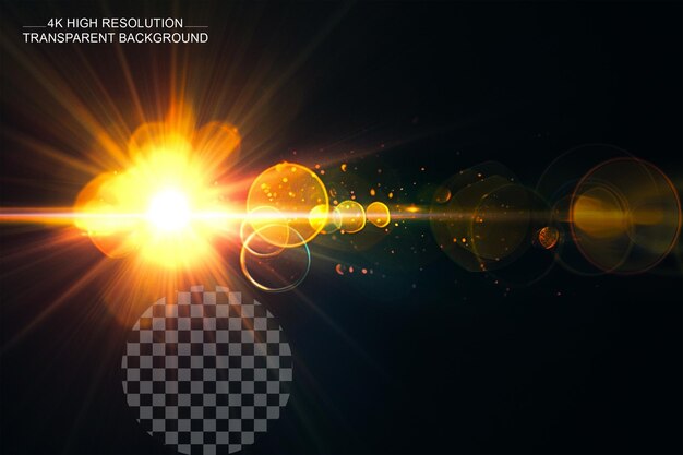 PSD natural lens flare glowing light effect on transparent background