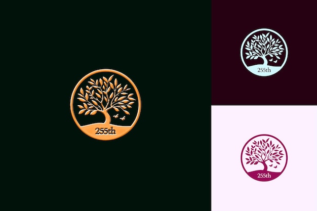 Natural Logo With Text 25Th Emblem Logo With a Tree Shape an Vector Abstract Design Collections