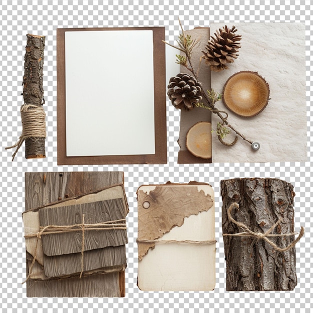 PSD natural material stationery composition in white background