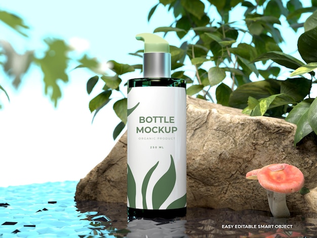 Natural Organic Cosmetic Product Bottle Mockup