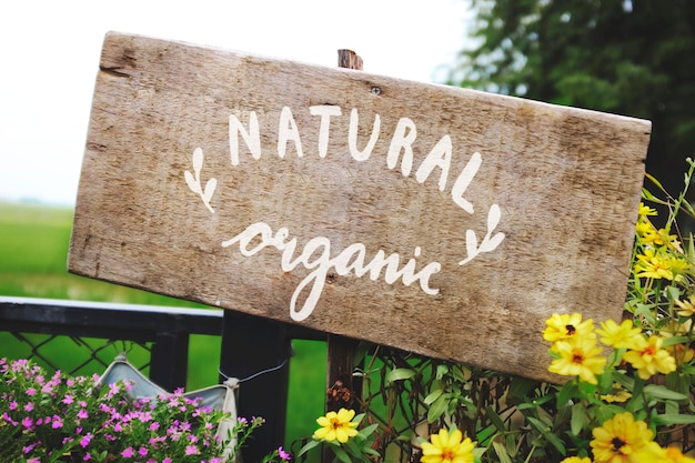 PSD natural organic wooden sign board mockup