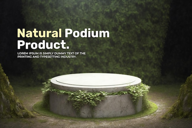 Natural podium stage display mockup for product presentation scene product display 3d rendering