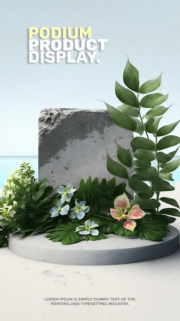 natural podium stage display mockup for product presentation scene for product display 3d rendering