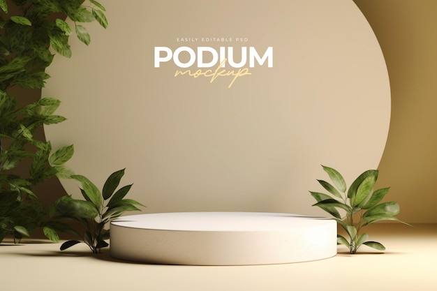 Natural podium stage display mockup for product presentation scene product display 3d rendering