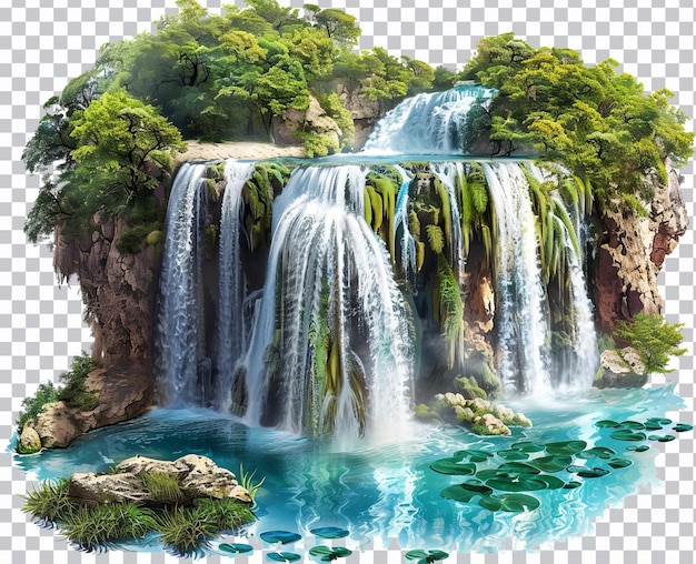 Natural spring waterfall isolated png