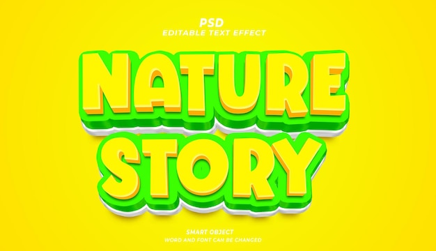 Natural story 3D PSD editable text effect photoshop template with cute background