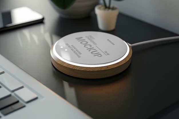 Natural wireless charger texture mockup