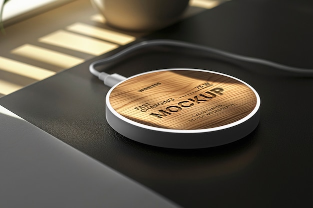 Natural wireless charger texture mockup