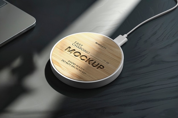 Natural wireless charger texture mockup