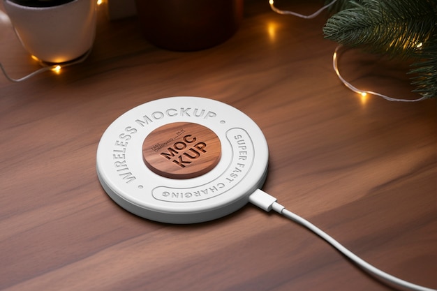 Natural wireless charger texture mockup