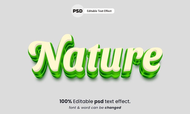 Nature 3d editable psd nature text effect