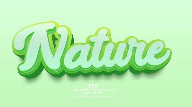 Nature 3d editable text effect PSD photoshop template with cute background