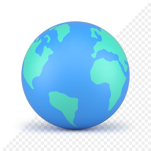 Nature blue Earth planet globe geography sphere shape realistic 3d icon