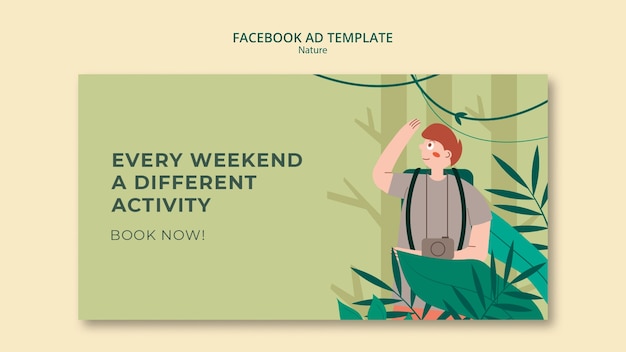 Nature exploration and outdoors adventure social media promo template